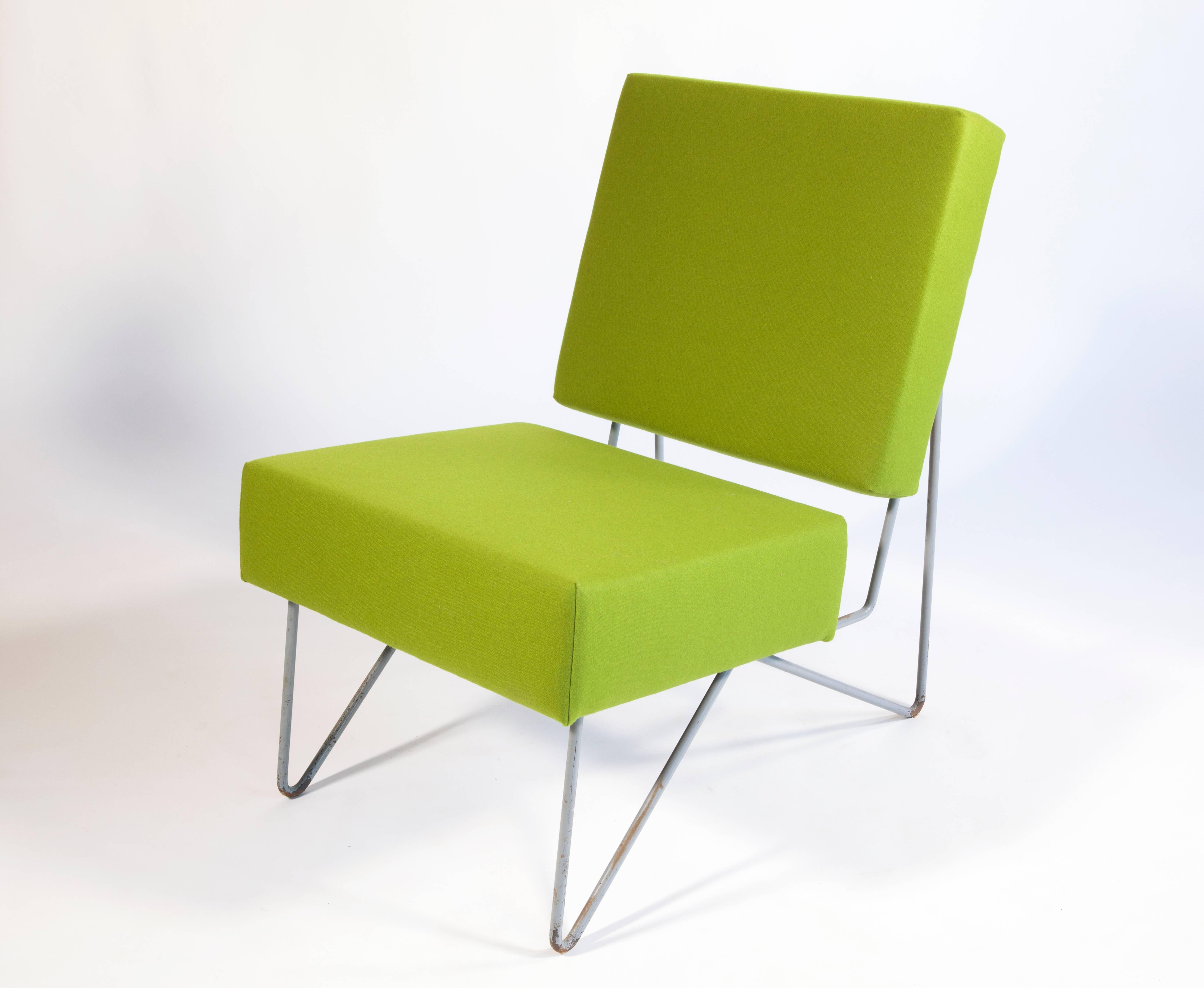 Beautiful Combex chair designed by Cees Braakman for Pastoe in 1954. The number of the model is FM03. The chair has been completely reupholstered with a gorgeous green fabric. 

The Dutch designer Cees Braakman (1917-1995) has been very important