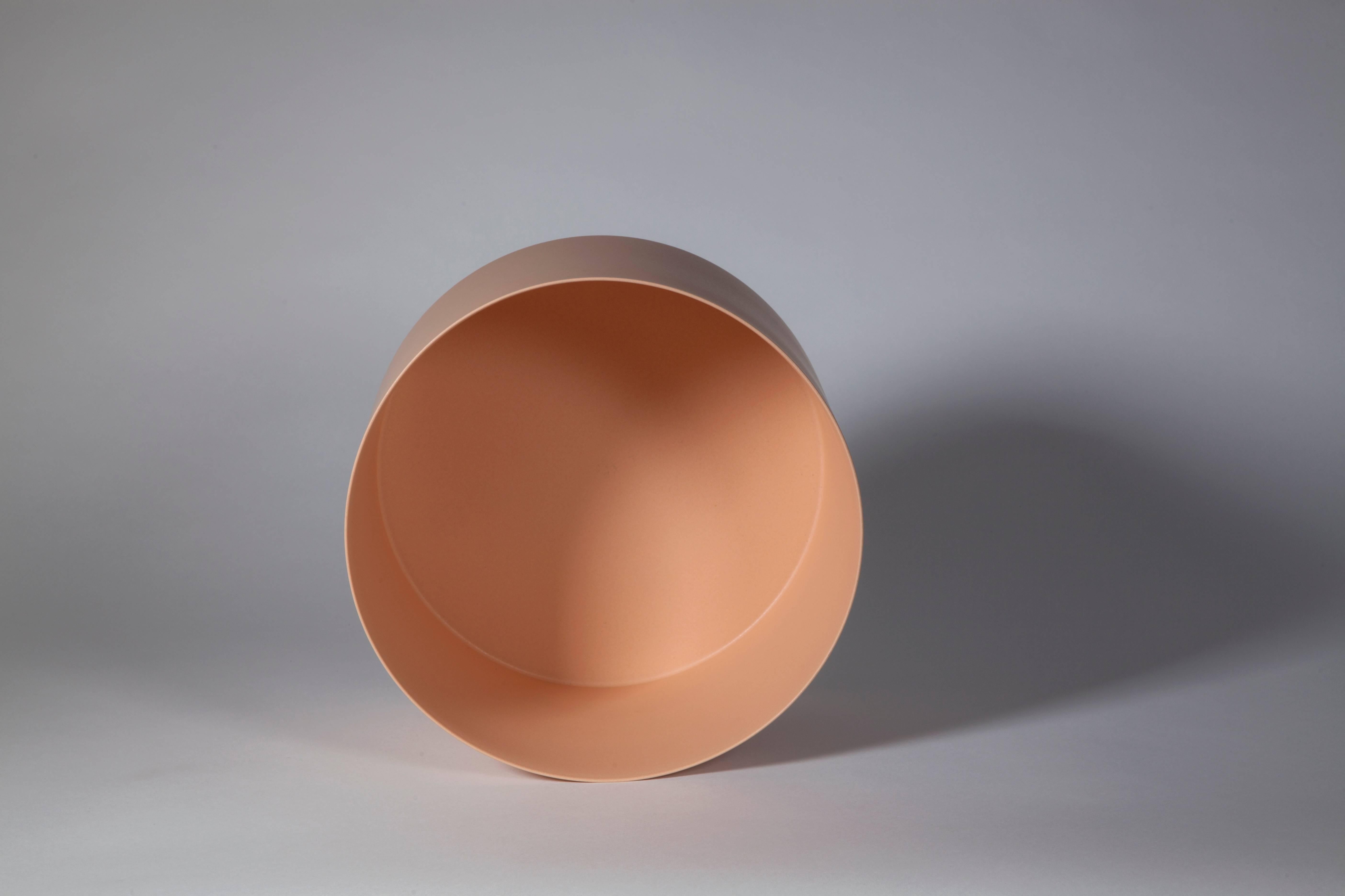 Minimalist Salmon Pink Bowl, Glazed Stoneware, One-Off by Geert Lap