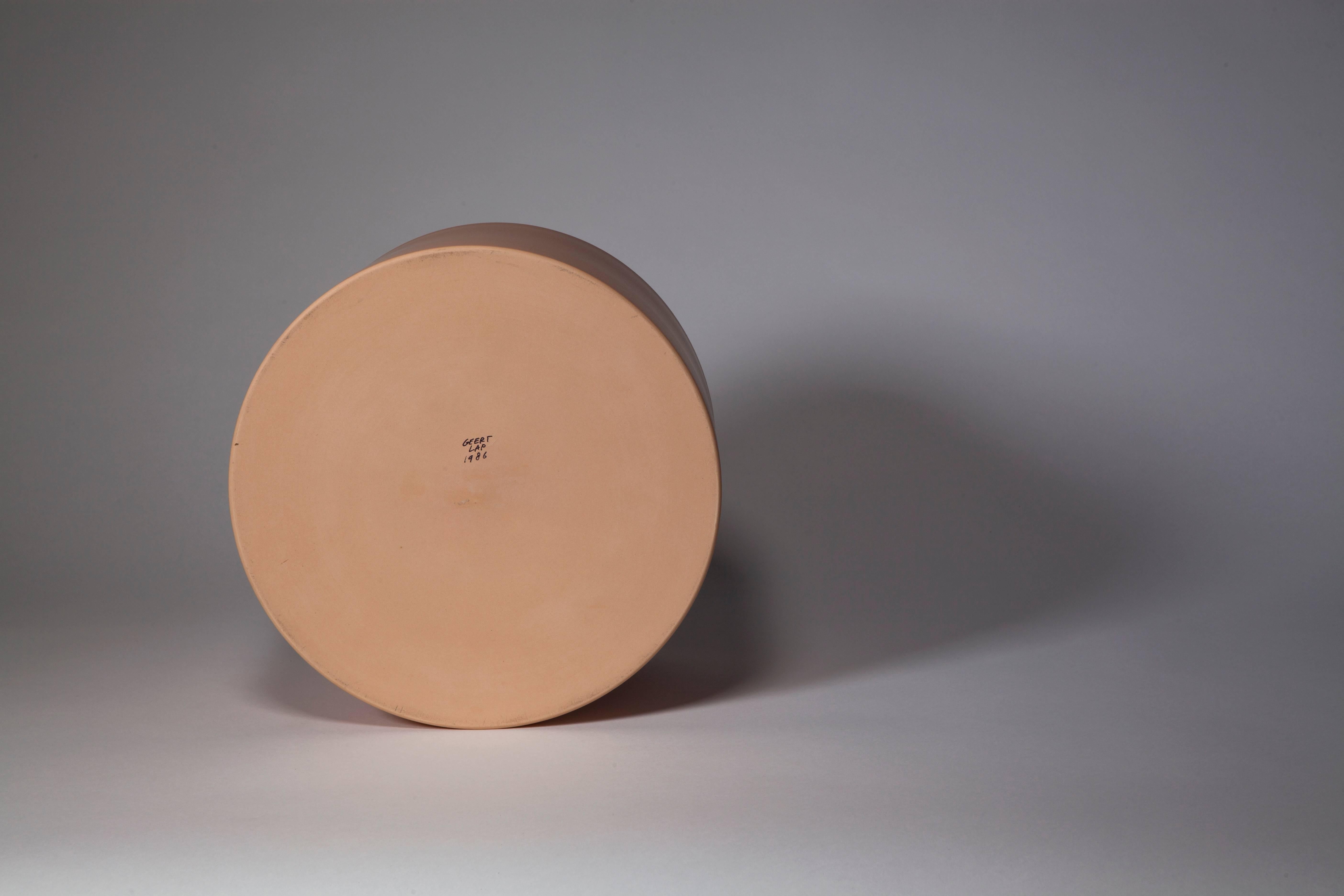 Salmon Pink Bowl, Glazed Stoneware, One-Off by Geert Lap In Excellent Condition In Amstelveen, NL