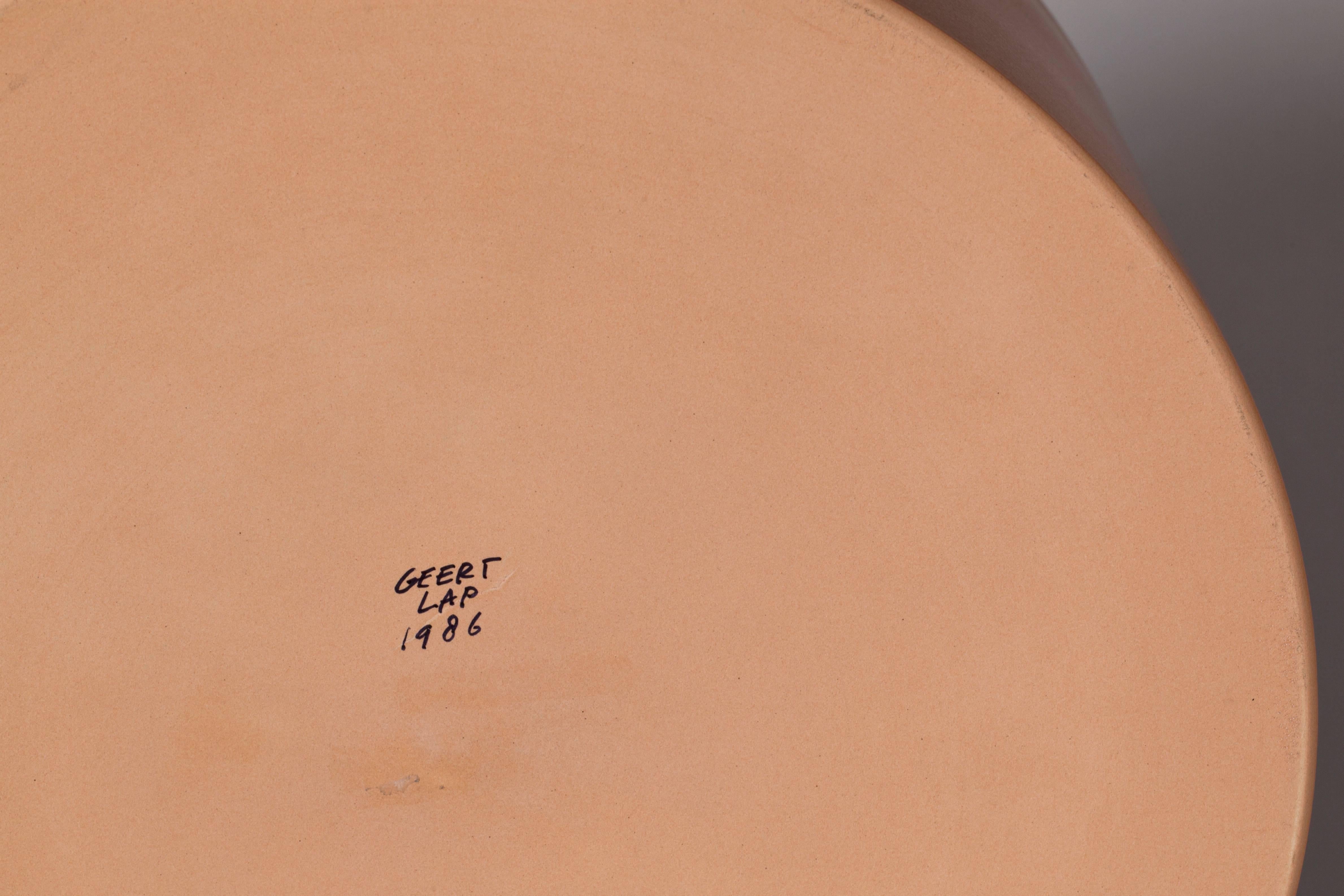 Late 20th Century Salmon Pink Bowl, Glazed Stoneware, One-Off by Geert Lap