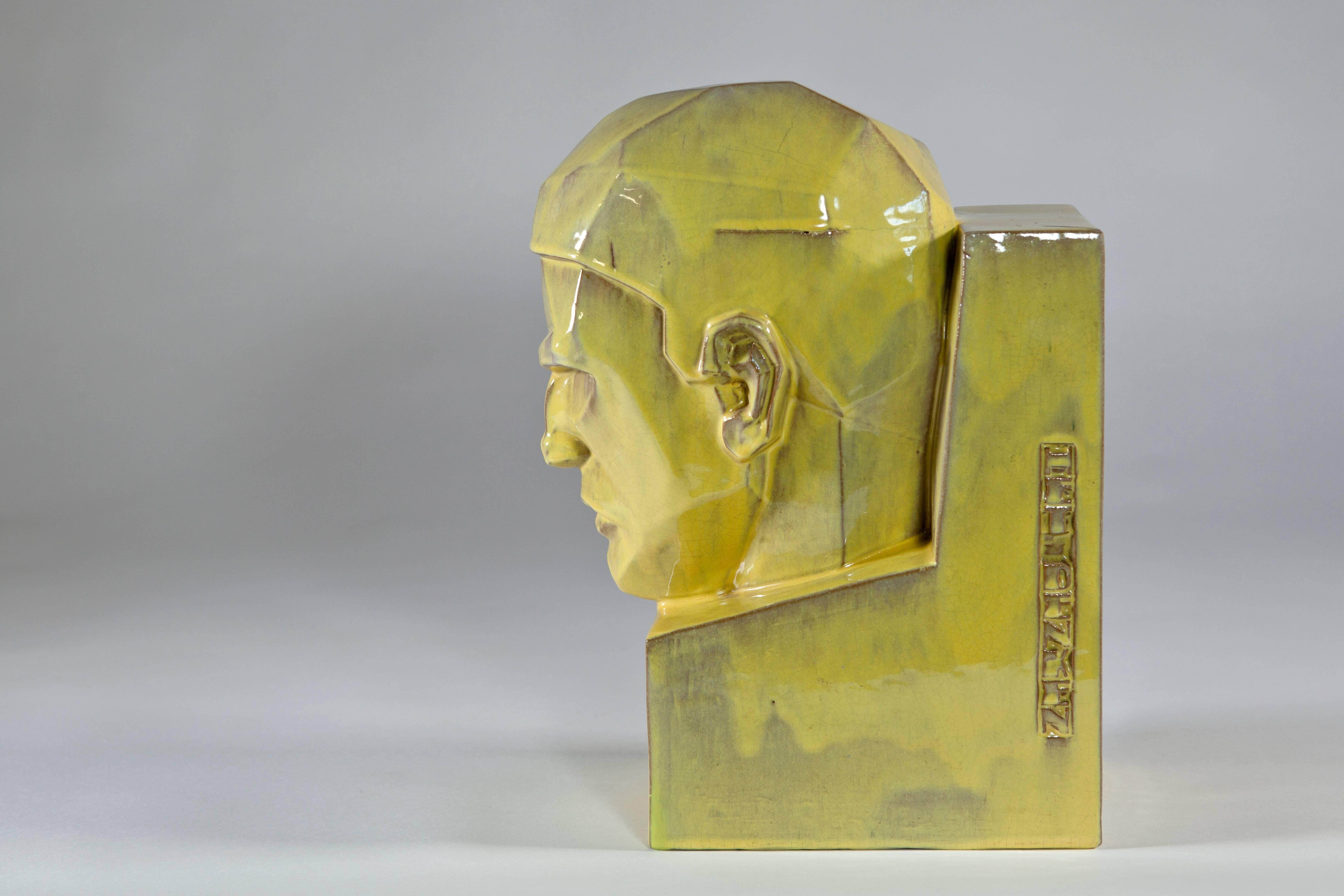 Glazed Art Deco Sculpture 'Thinking' 'Het Denken', Willem Coenraad Brouwer, circa 1930 For Sale
