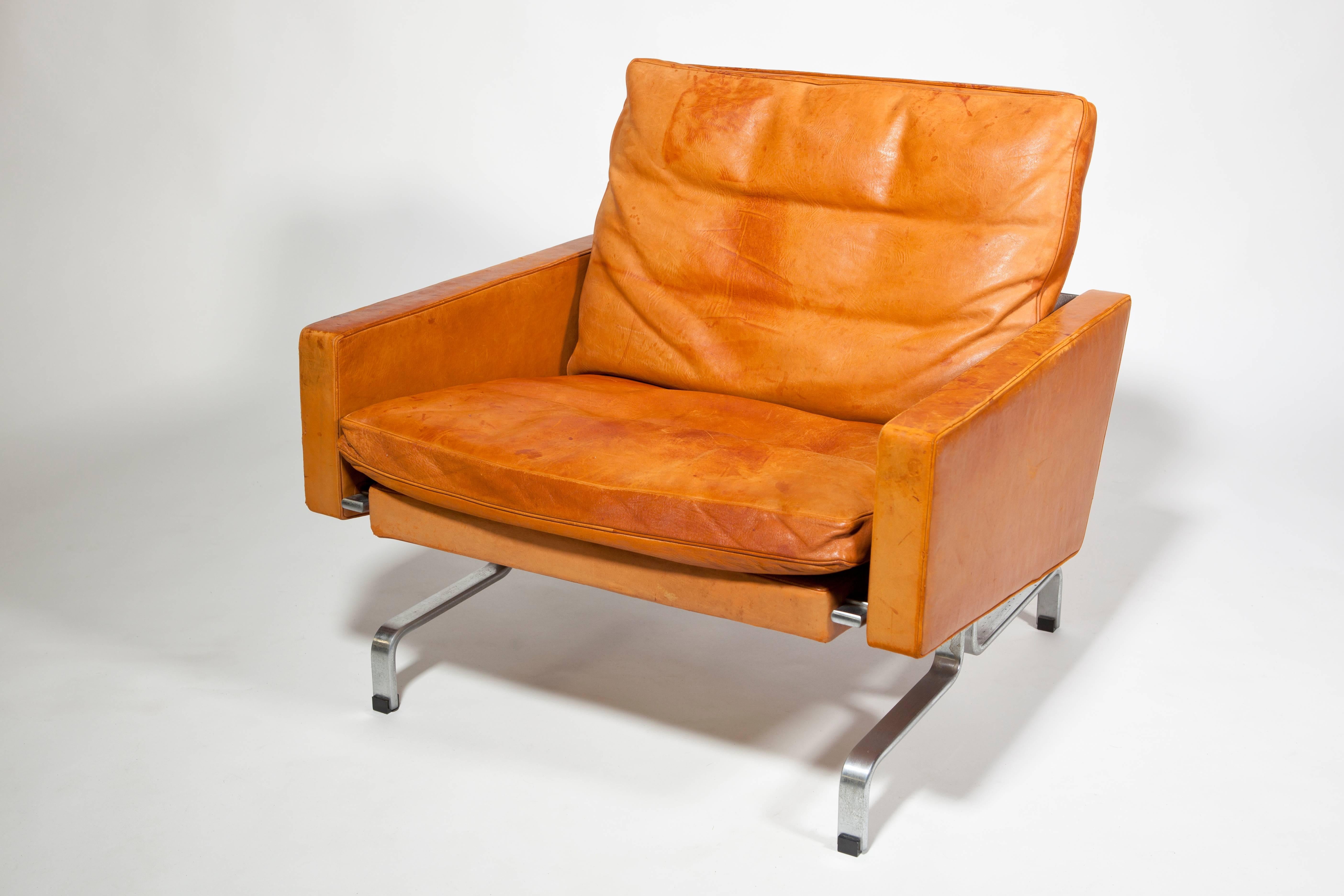 Poul Kjaerholm, Leather Chair, Pk31/1, Executed by E. Kold Christensen In Excellent Condition In Amstelveen, NL