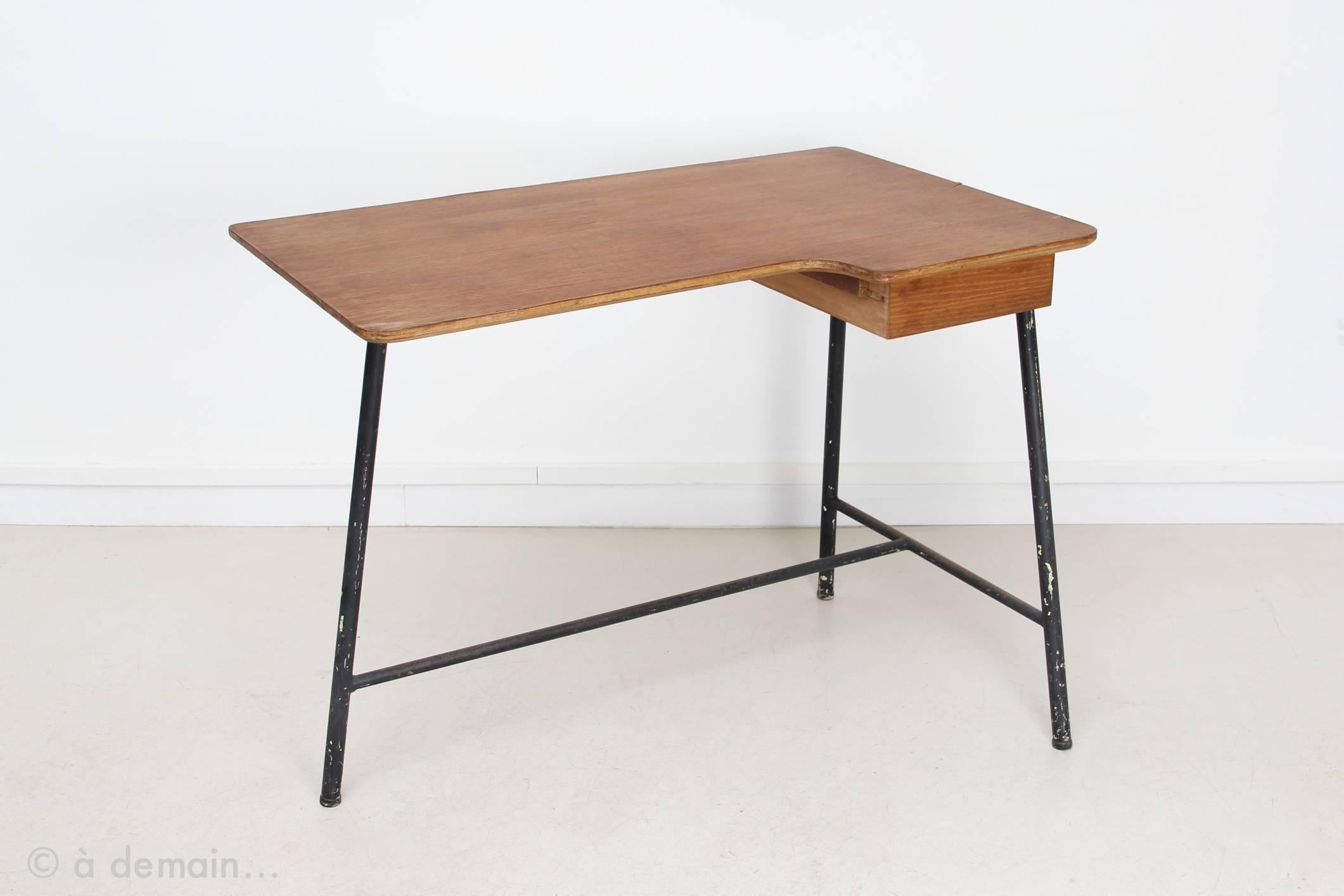 Mid-Century Modern Tripod Desk Designed by Jacques Hitier and Edited by MBO in 1952