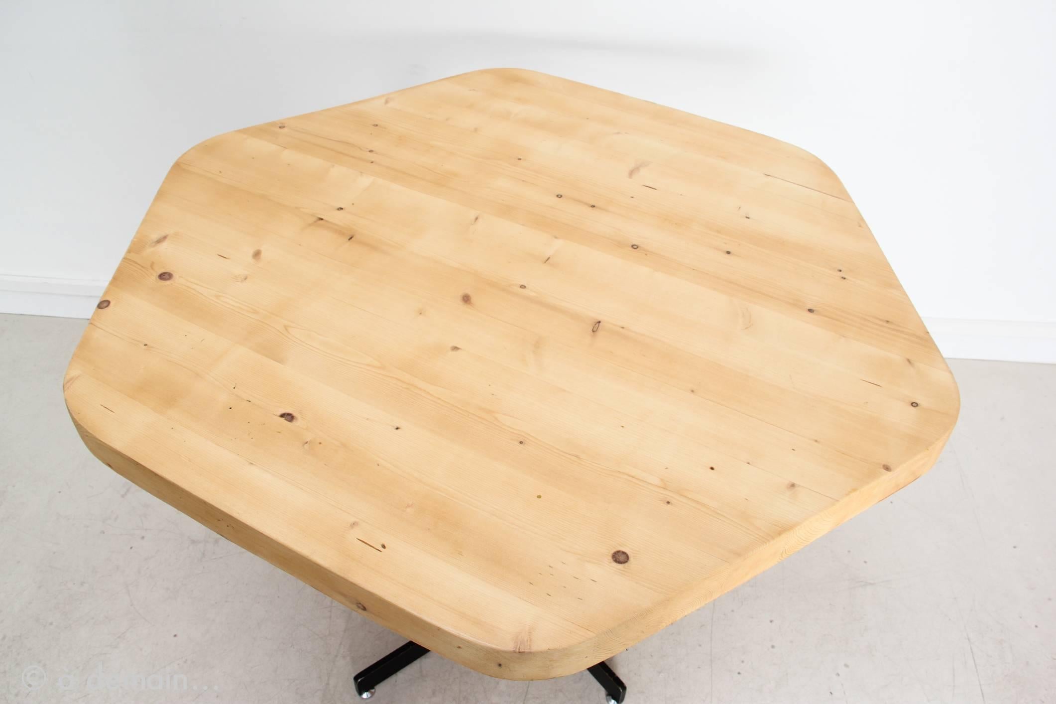French Charlotte Perriand Hexagonal Dining Table from the 1960s