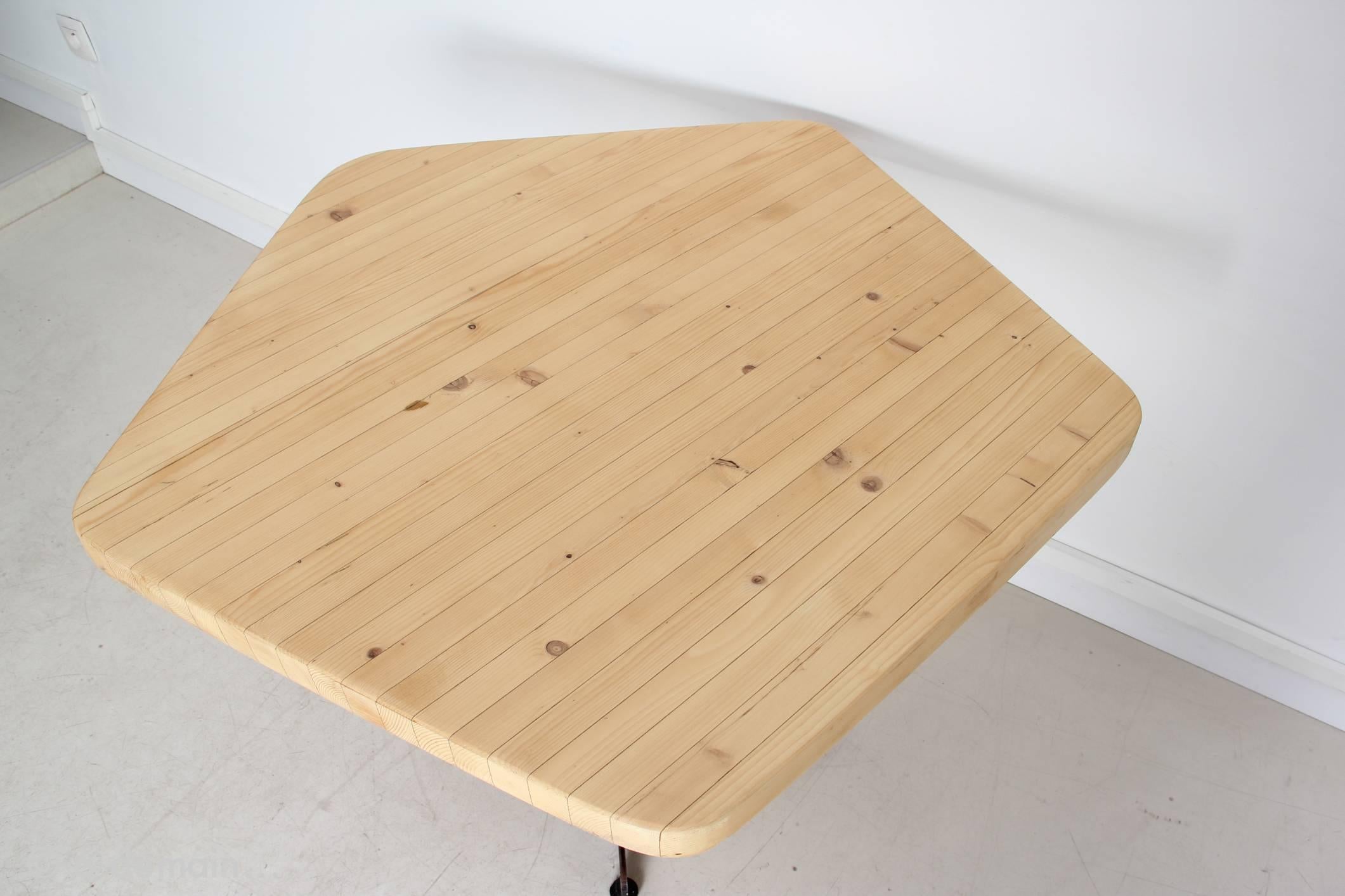 French Charlotte Perriand Pentagonal Dining Table from the 1960s
