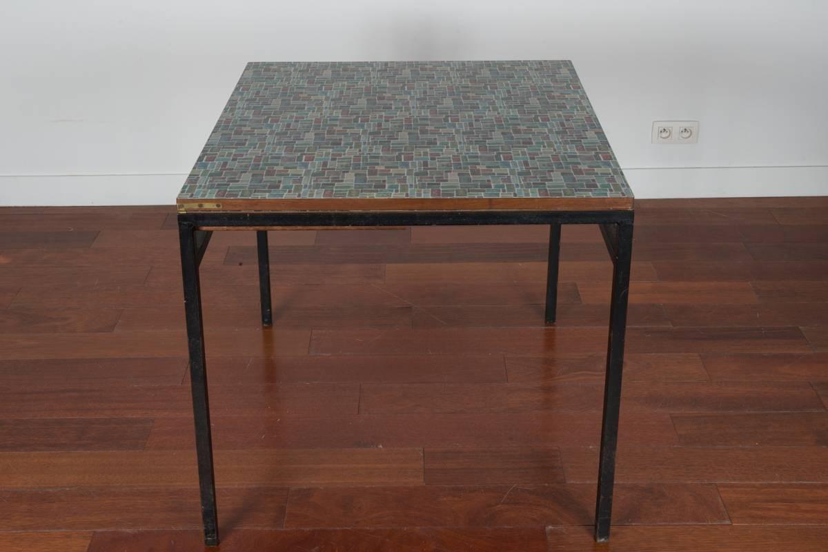Mid-Century Modern Extending Table by Pierre Guariche Tabletop Designed by Vieira Da Silva