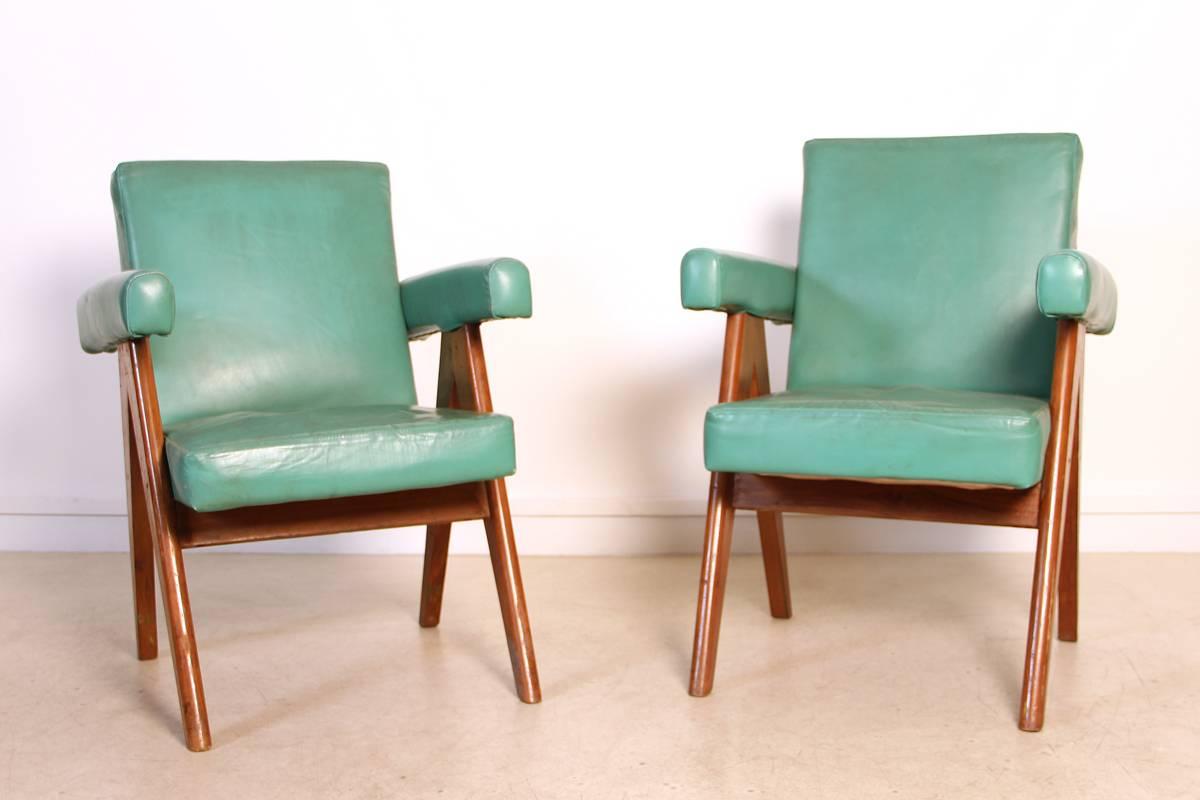 Indian Set of Two Committee Chair by Pierre Jeanneret, Chandigarh, circa 1953
