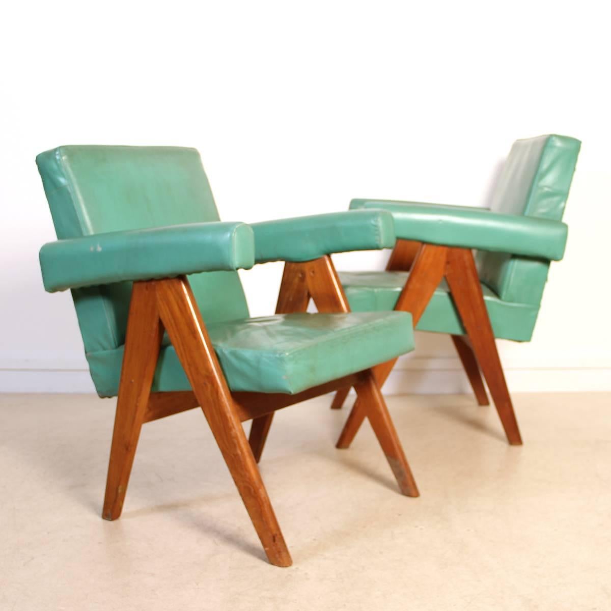 Mid-20th Century Set of Two Committee Chair by Pierre Jeanneret, Chandigarh, circa 1953
