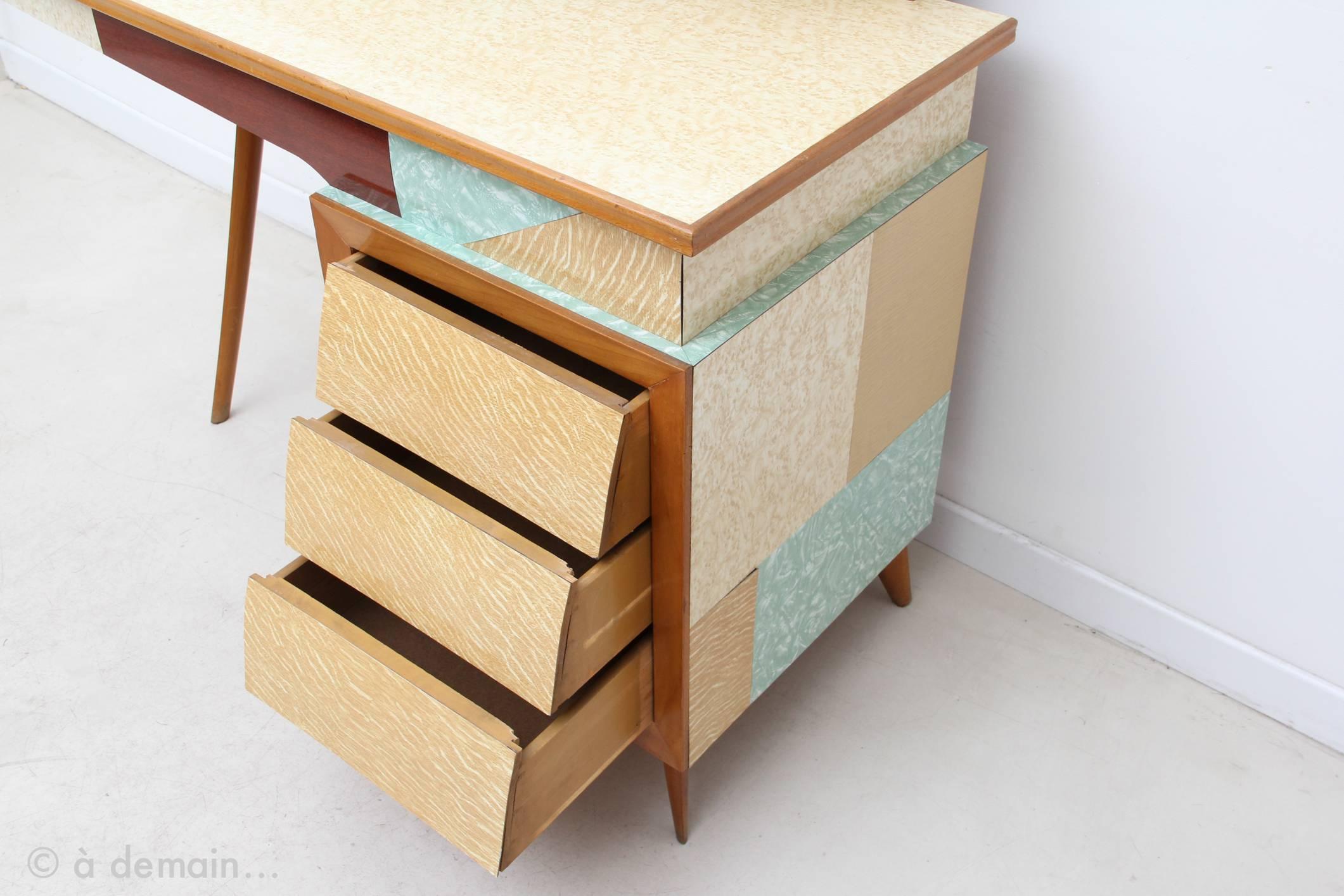 1950s Melamine Desk in the style of Melchiorre Bega 3