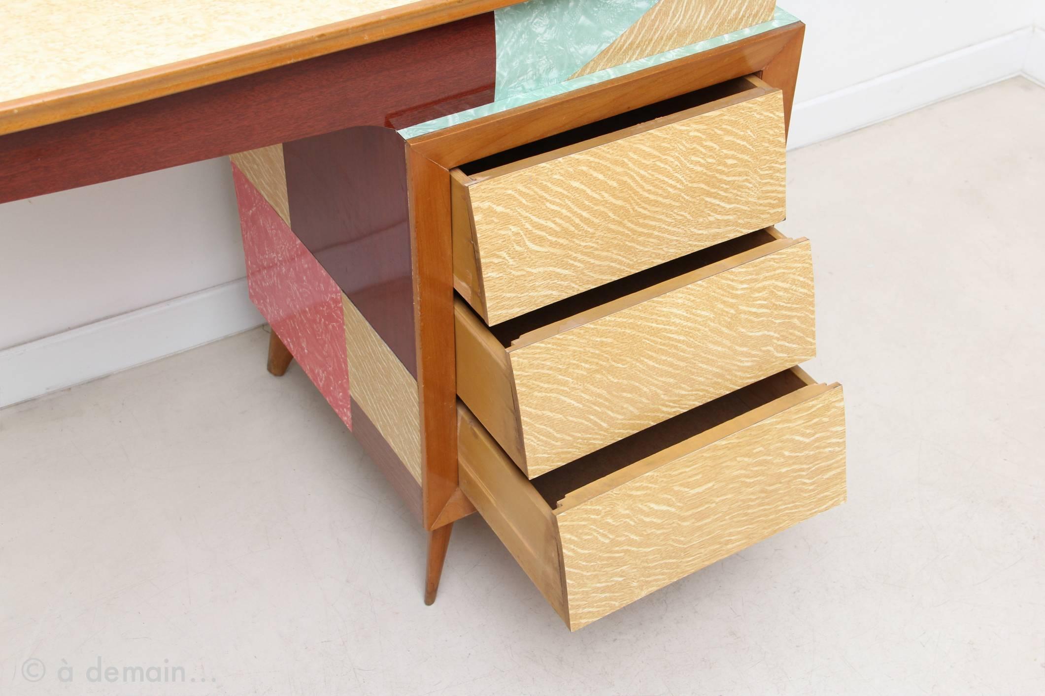 1950s Melamine Desk in the style of Melchiorre Bega 2
