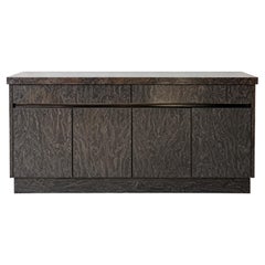Sculptural Postmodern Architectural Credenza in High-Gloss Faux Burl