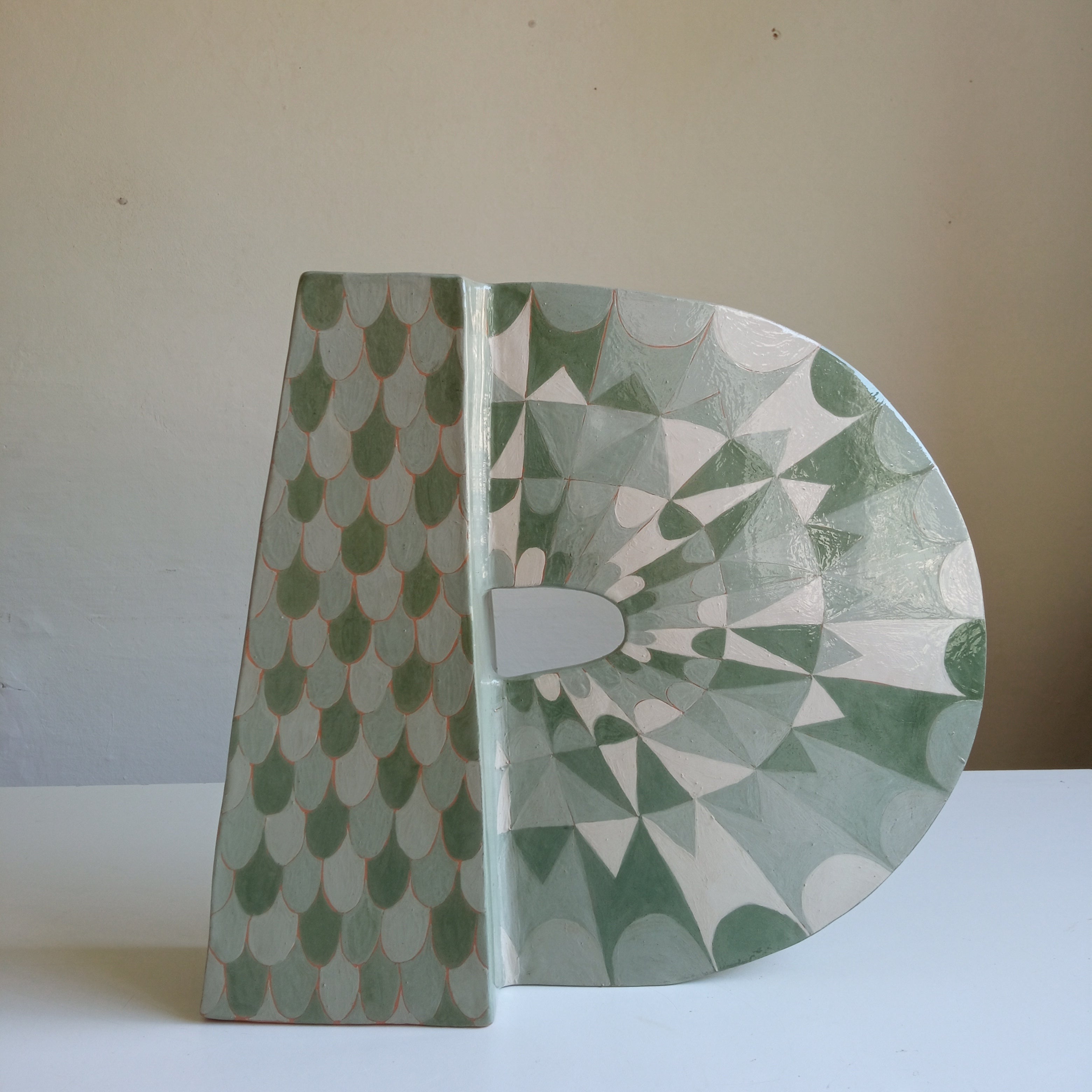 ANGEL GREEN&WHITE - Terracotta- XXI Century - by Chiara Berta Artist For Sale