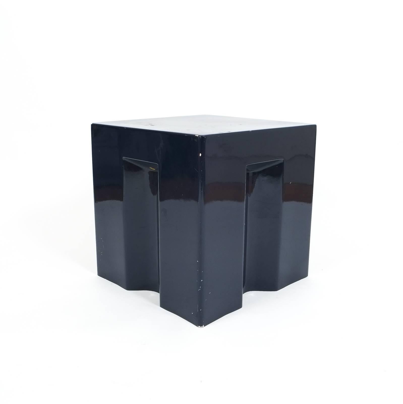 Lacquered Early Prototype Coffee Side Table from Fiberglass Dark Blue, Italy, circa 1970