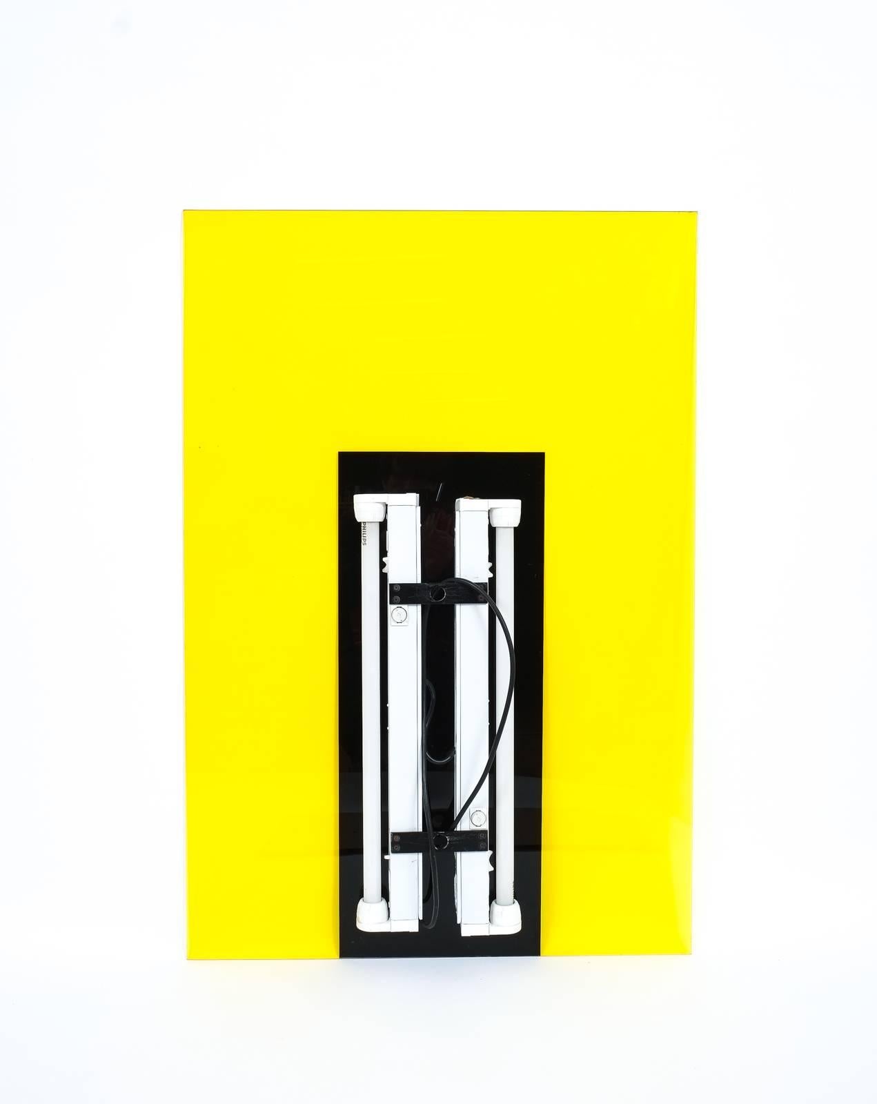 Post-Modern Johanna Grawunder Memphis Large Yellow Black Light Wall Lamps (4), Italy 1989 For Sale