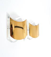 Sconces from Lucite and Gilt Brass, Germany 1970