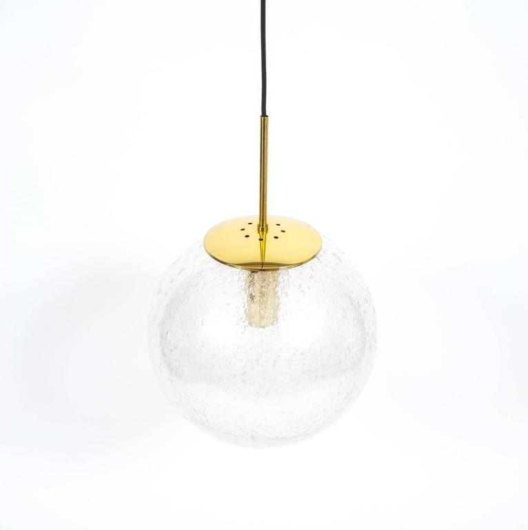Large Glass And Brass Globe Pendant Lamp Light By Limburg 1960 For Mid Century Modern Large Glass And Brass Globe Pendant Lamp Light By Limburg 1960