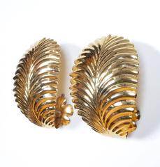Large Gilt Palm Leaf Sconces, circa 1950