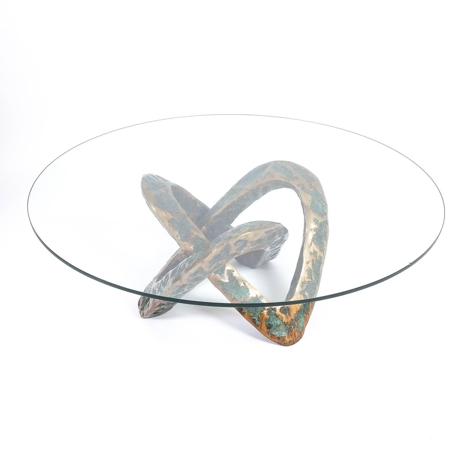 Mid-20th Century Sculptural Brutalist Mobius Bronze Table Mid Century