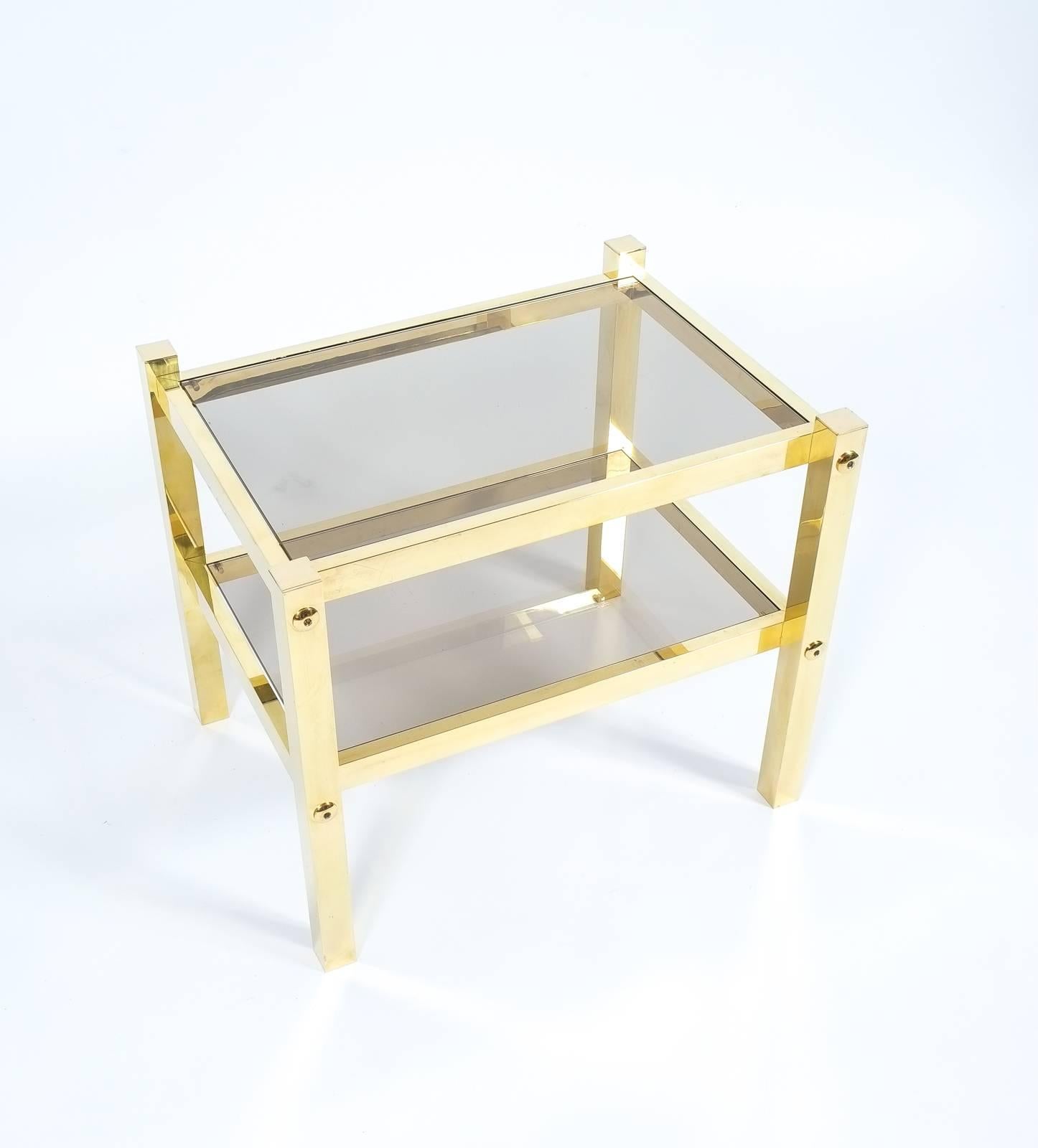 French Pair of Brass End Tables, circa 1960 For Sale