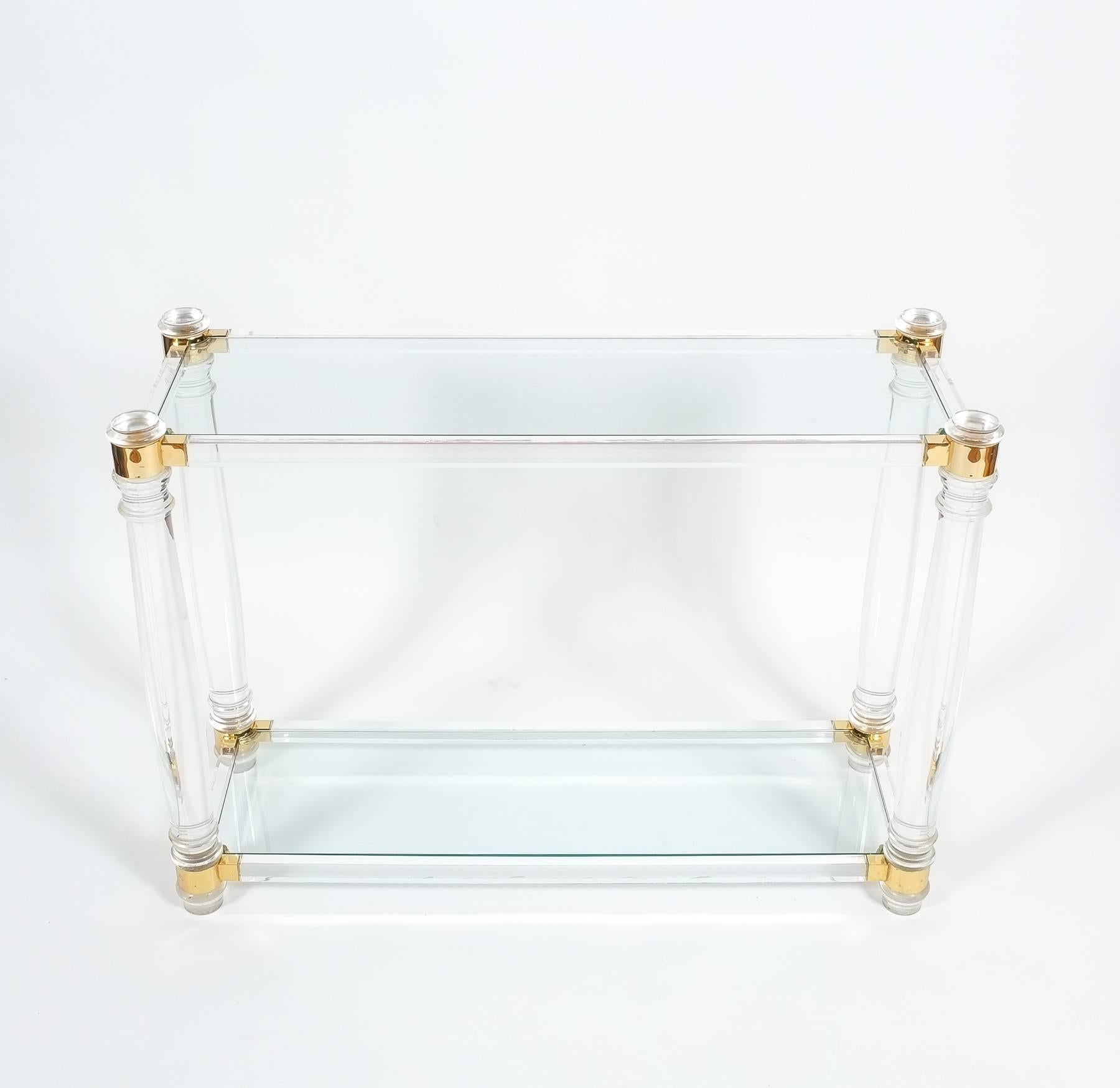 Lucite and Brass Console Table by Romeo Rega, circa 1970 In Excellent Condition In Vienna, AT
