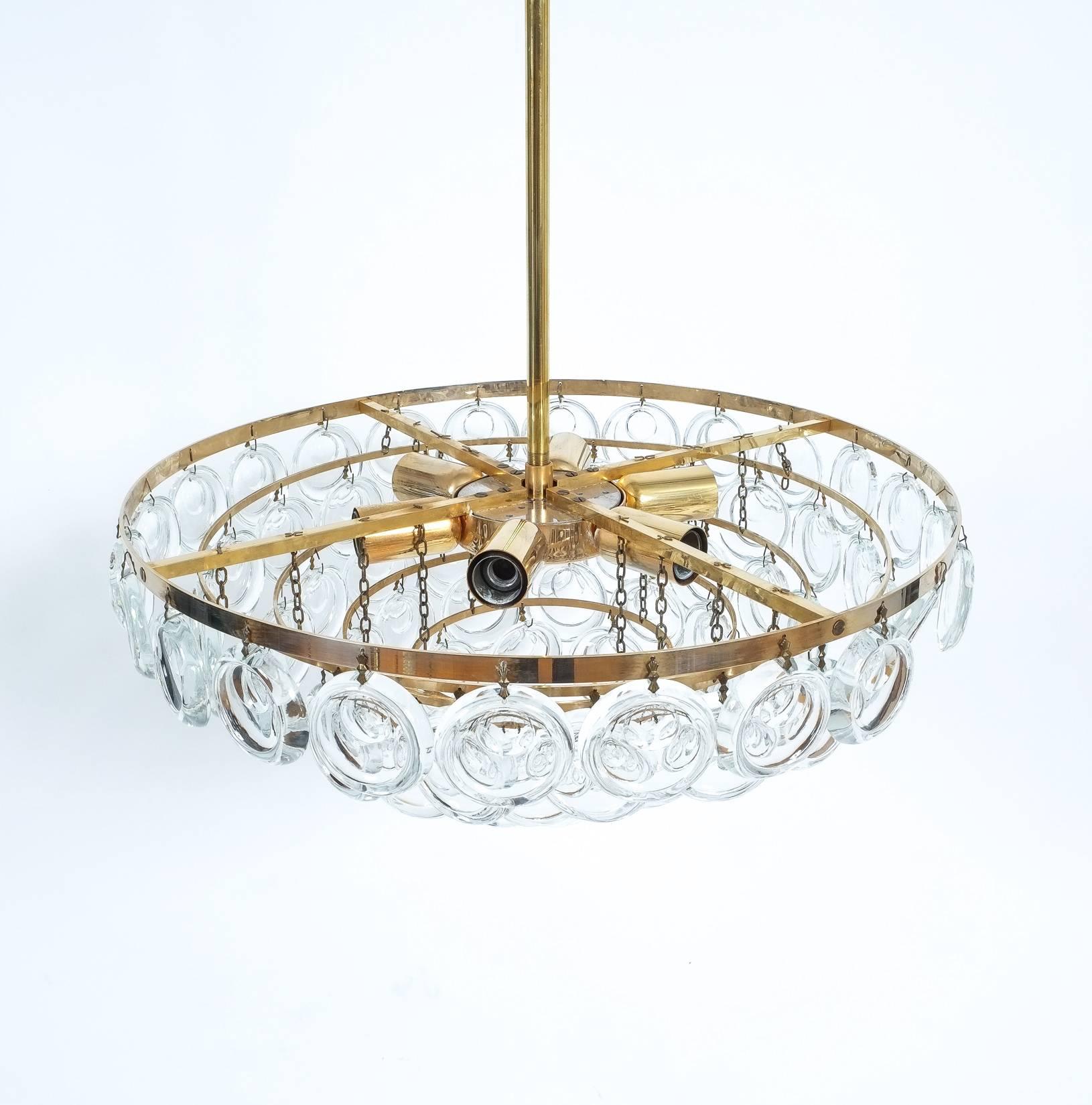 Italian Brass and Glass Chandelier by Sciolari, circa 1960