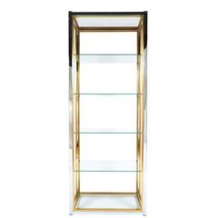 Set of Three Renato Zevi Etagères Shelving Chrome and Brass