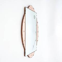 Scalloped Floral Duo Colored Glass Mirror, circa 1950 France