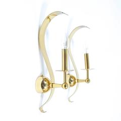 Two Pairs of Brass Sconces, circa 1970