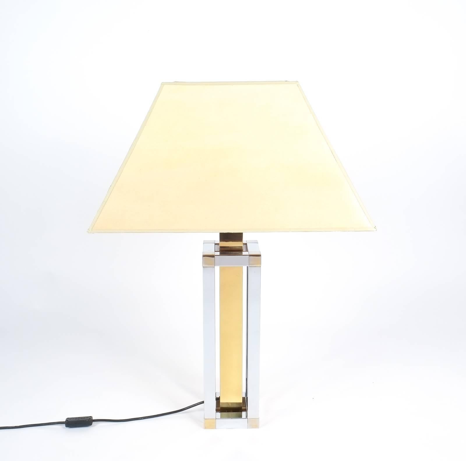 Late 20th Century Romeo Rega Chrome and Brass Table Lamps, Italy circa 1970 For Sale