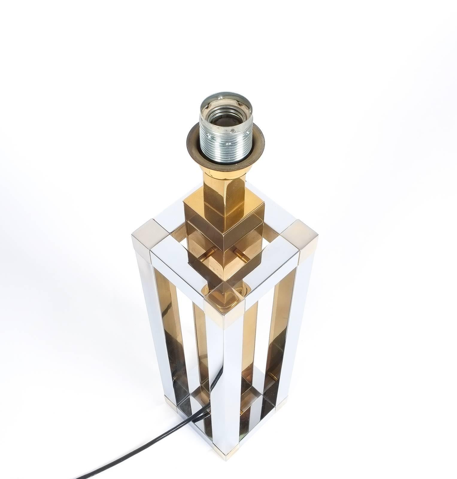 Romeo Rega Chrome and Brass Table Lamps, Italy circa 1970 For Sale 1
