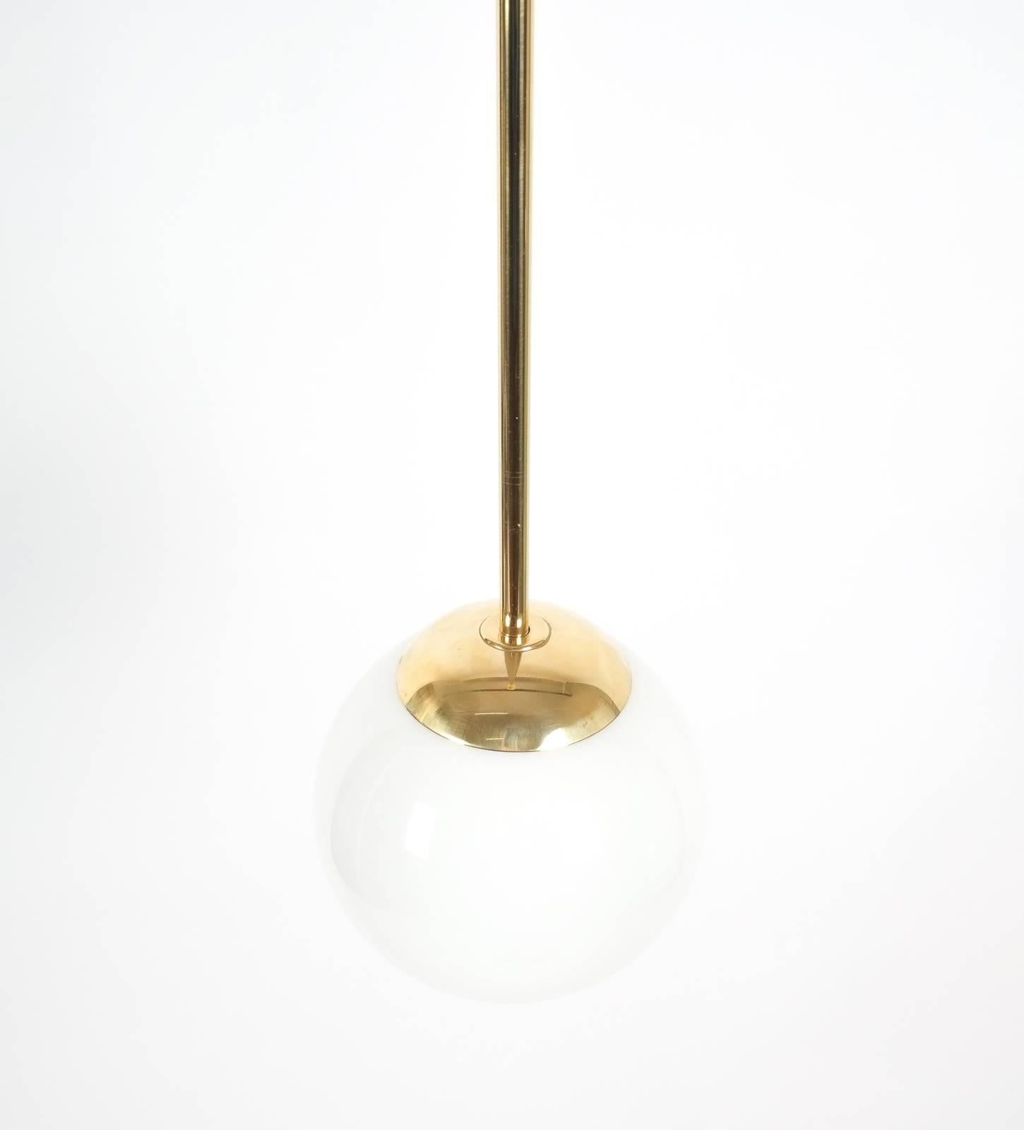Austrian Multiple Art Deco Opal Glass Brass Pendant Lamps, 1920