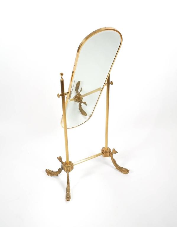 Floor Standing Mirror Made from Brass, France 1970 at 1stDibs