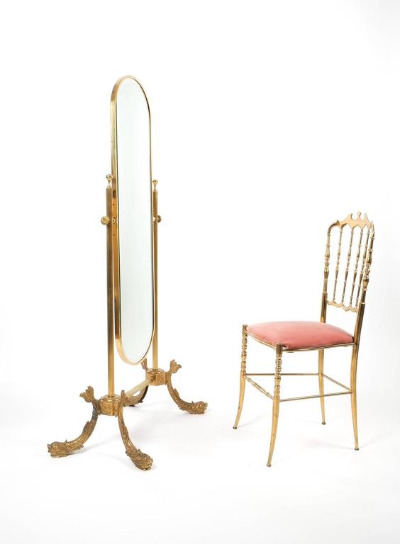 Floor Standing Mirror Made from Brass, France 1970 at 1stDibs