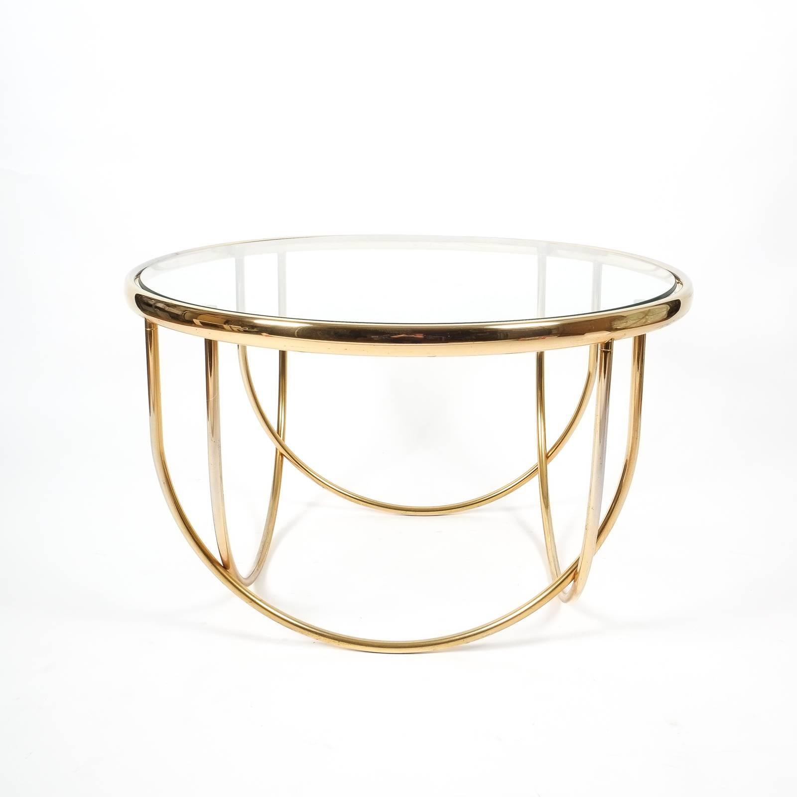 Late 20th Century One of Two Beautiful Entwined Globe Cocktail Table Brass Glass, France, 1970