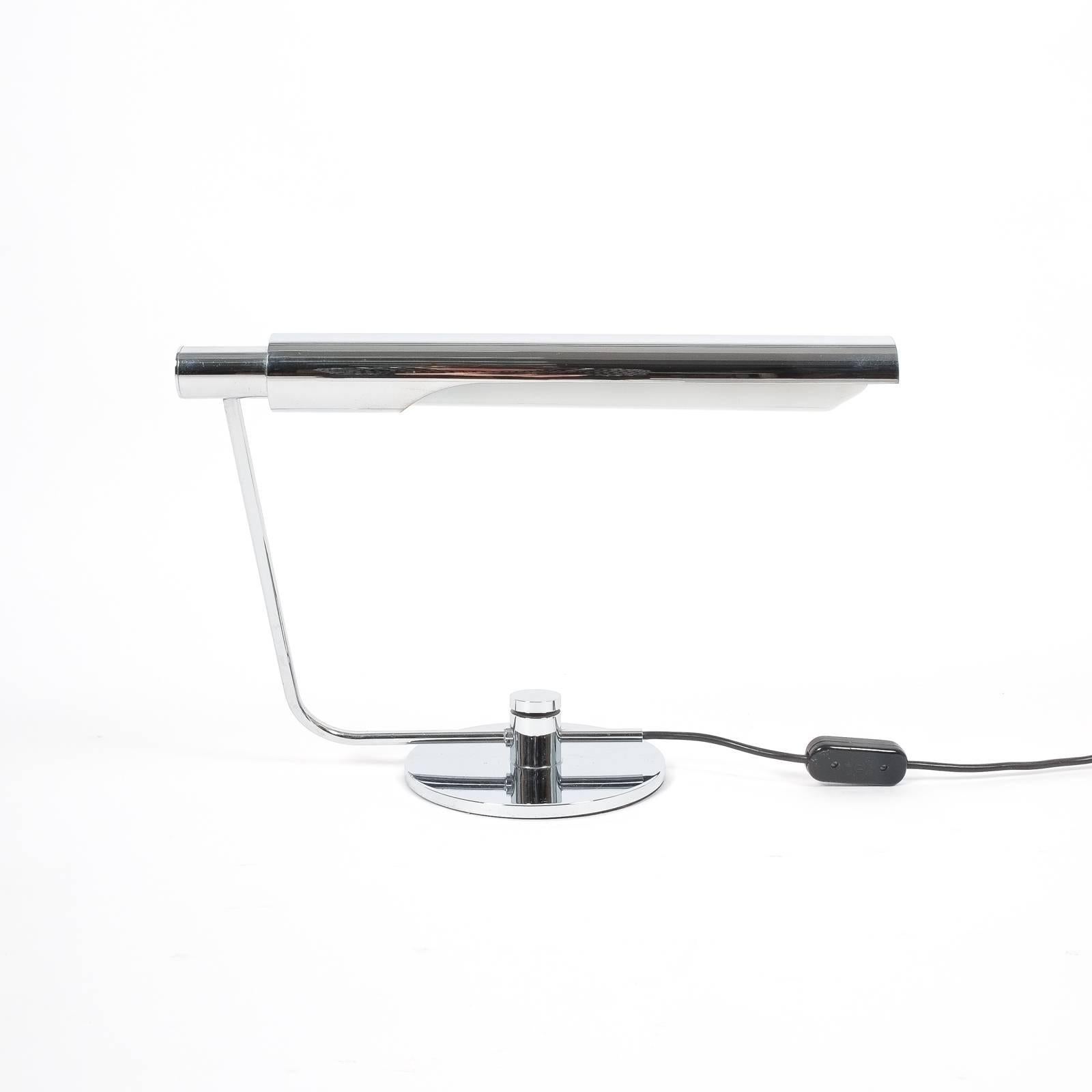 Mid-Century Modern Chrome Office Desk Lamp Attributed to Baltensweiler, 1970 For Sale