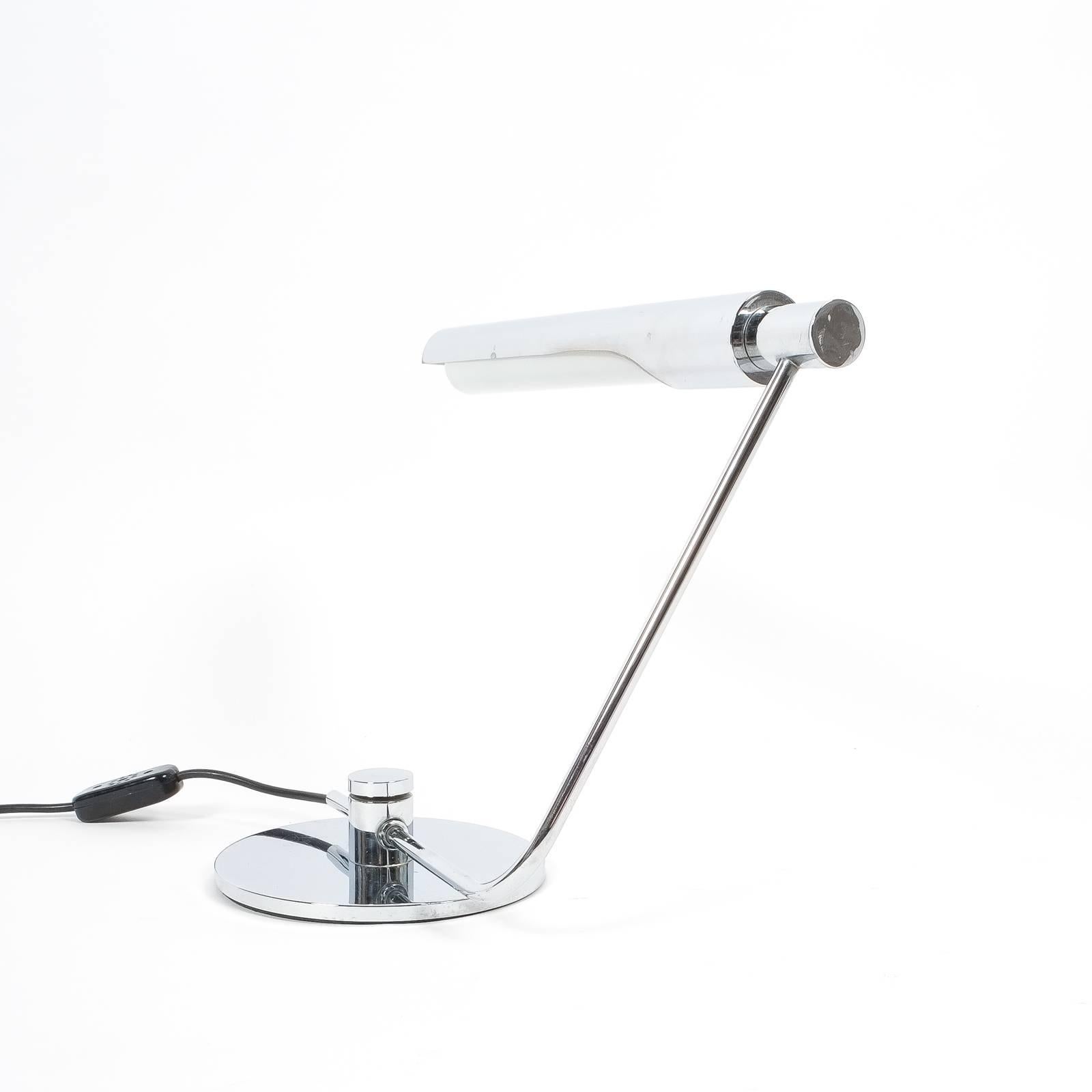 Swiss Chrome Office Desk Lamp Attributed to Baltensweiler, 1970 For Sale