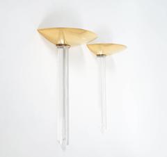 Brass Lucite Large Wall Lamps Style Jean Perzel, France 1970
