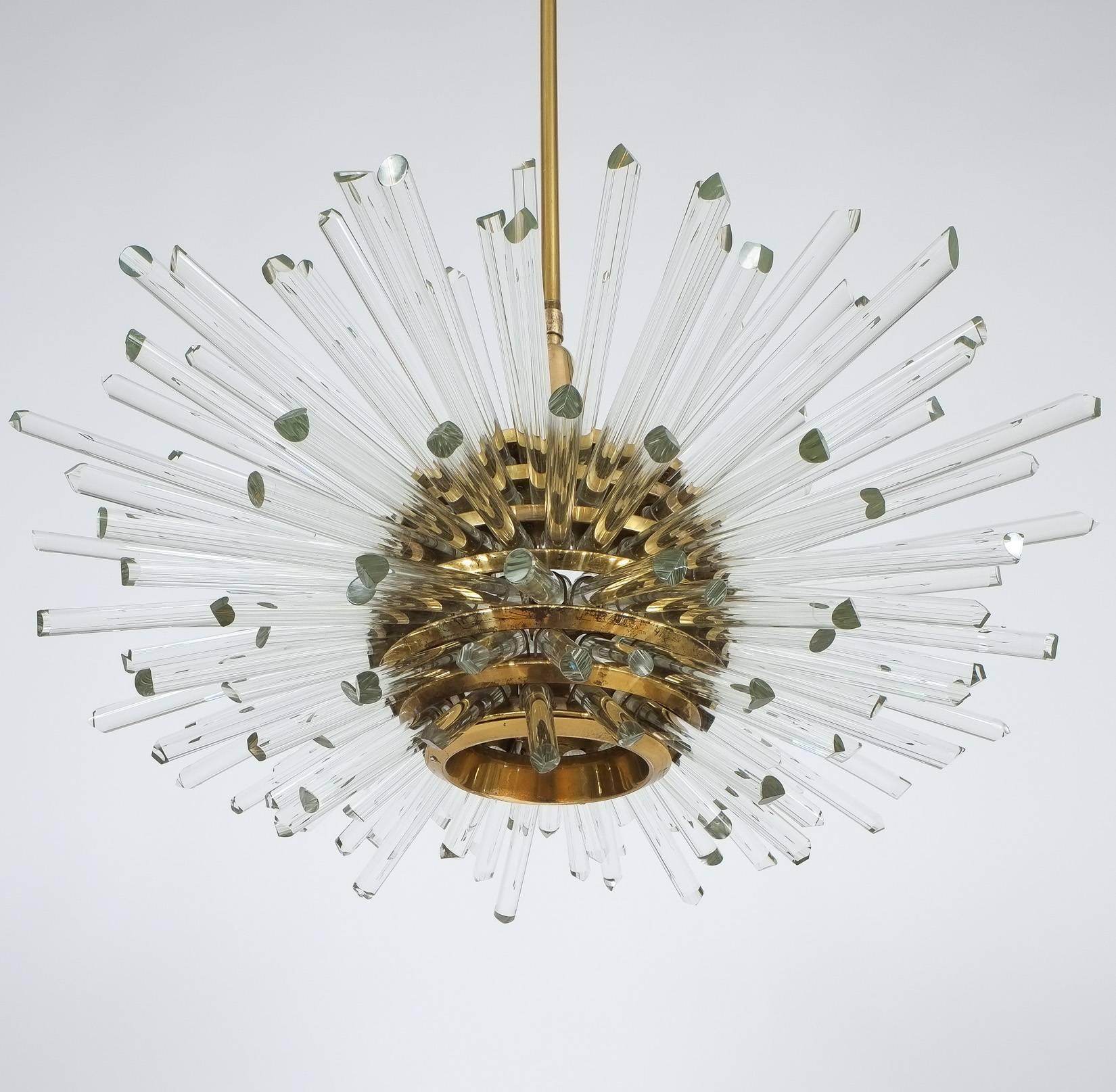 Hollywood Regency Miracle Glass Rod Chandelier by Bakalowits & Sohne, 1960