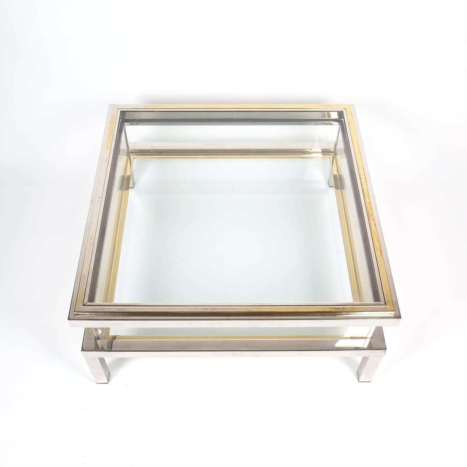 Refurbished Maison Jansen Brass and Chrome Vitrine Coffee Table, 1970 In Good Condition In Vienna, AT