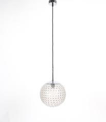 Una delle cinque lampade a sospensione in vetro a bolle cromate di Staff, 1960