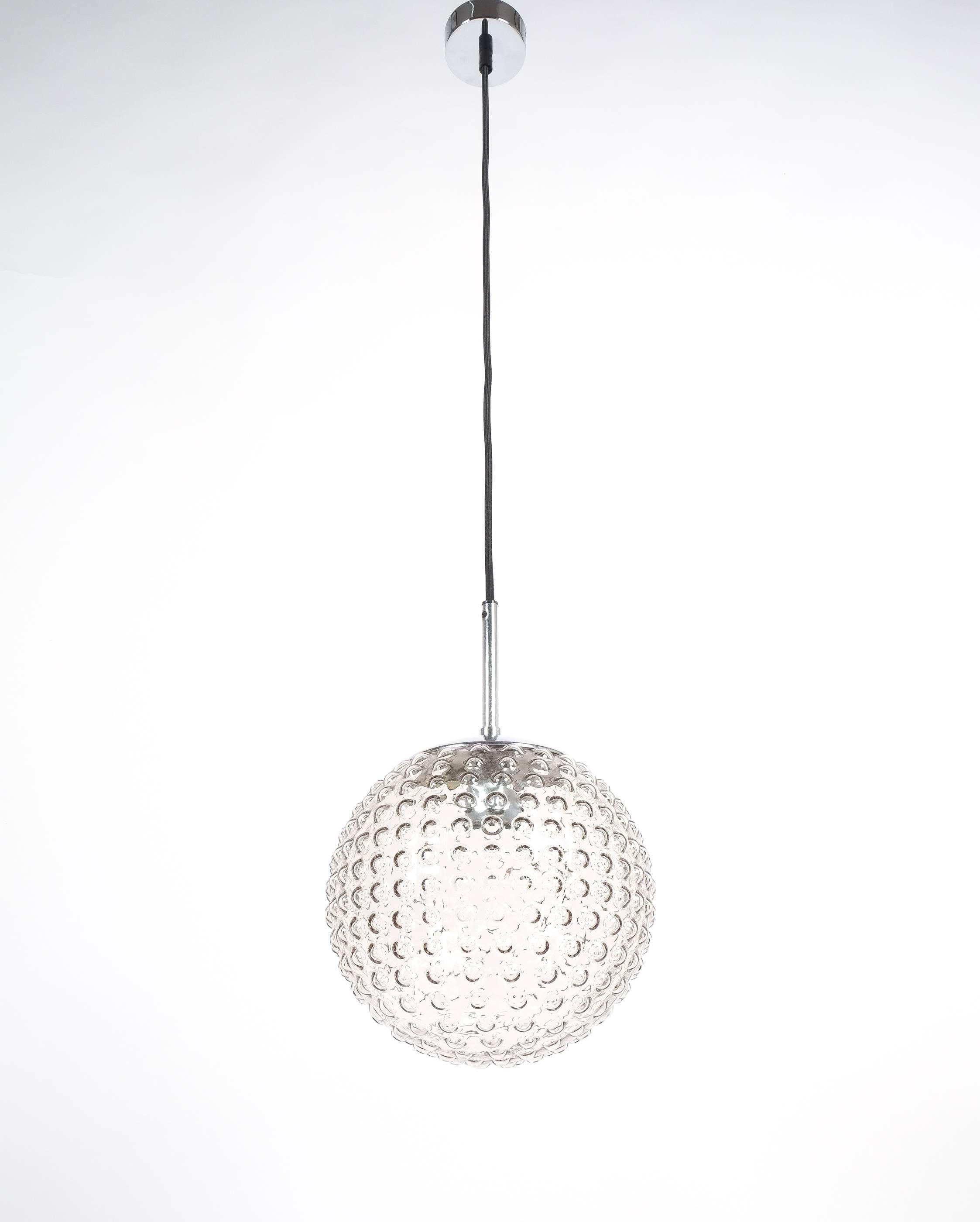 Mid-20th Century One of Five Bubble Glass Chrome Pendant Lamps by Staff, 1960 For Sale