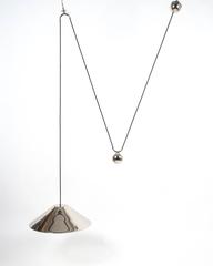 Lampe à suspension réglable avec contrepoids en nickel de Florian Schulz, 1970