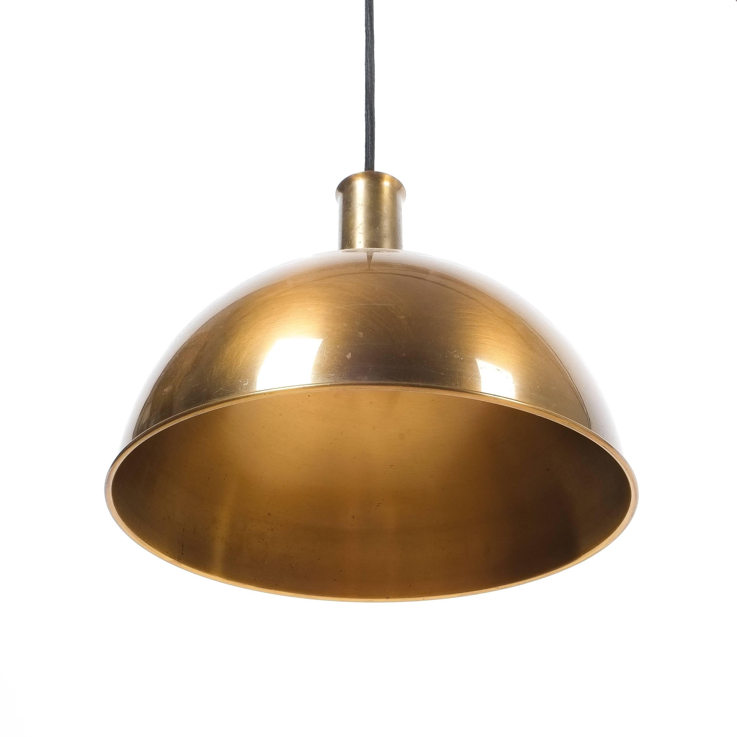 Burnished Florian Schulz Early Brass Counterbalance Pendant Lamp, 1960