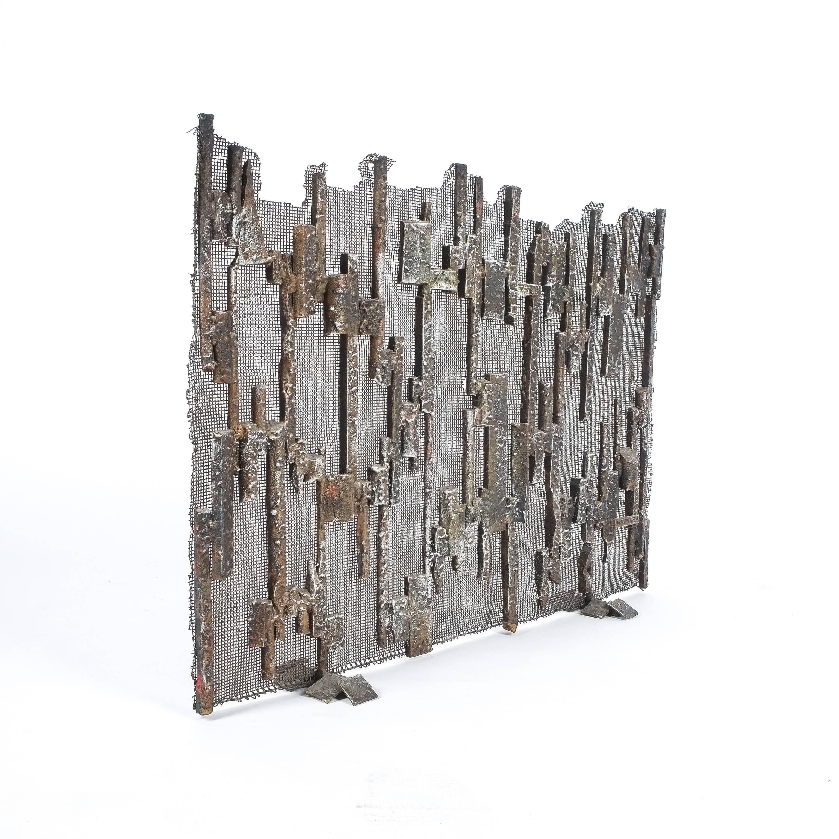 Salvino Marsura Artistic Brutalist Iron Fire Screen, Italy, 1960 In Good Condition In Vienna, AT