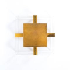 Brass and Lucite Flush Mount Lamp Attributed Maison Arlus, France, 1960