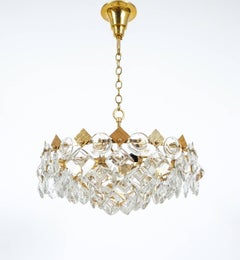 Lampada lampadario Petite in ottone dorato e vetro di Palwa, 1970