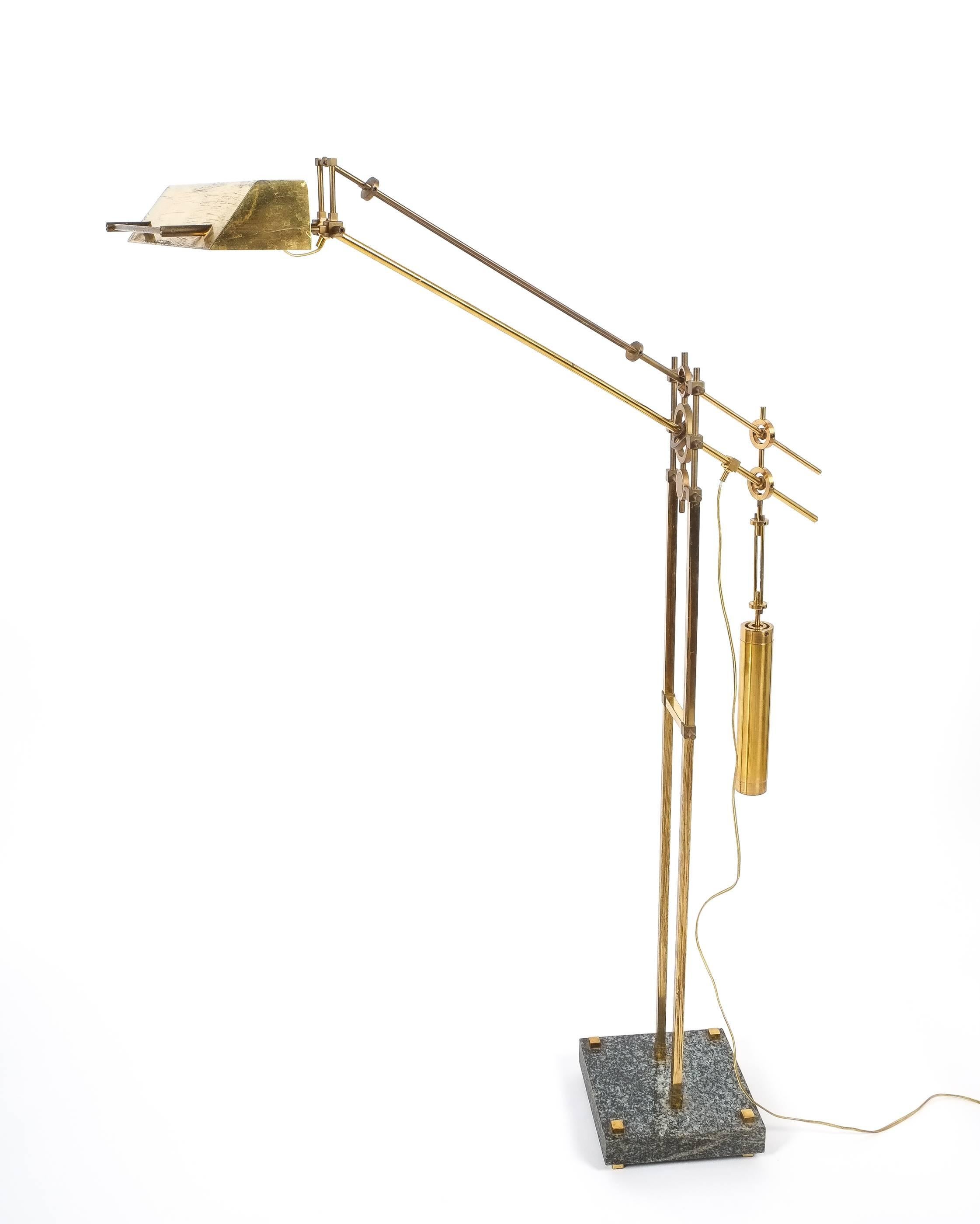 Mid-Century Modern Nautical Brass Counterweight Floor Lamp, 1950