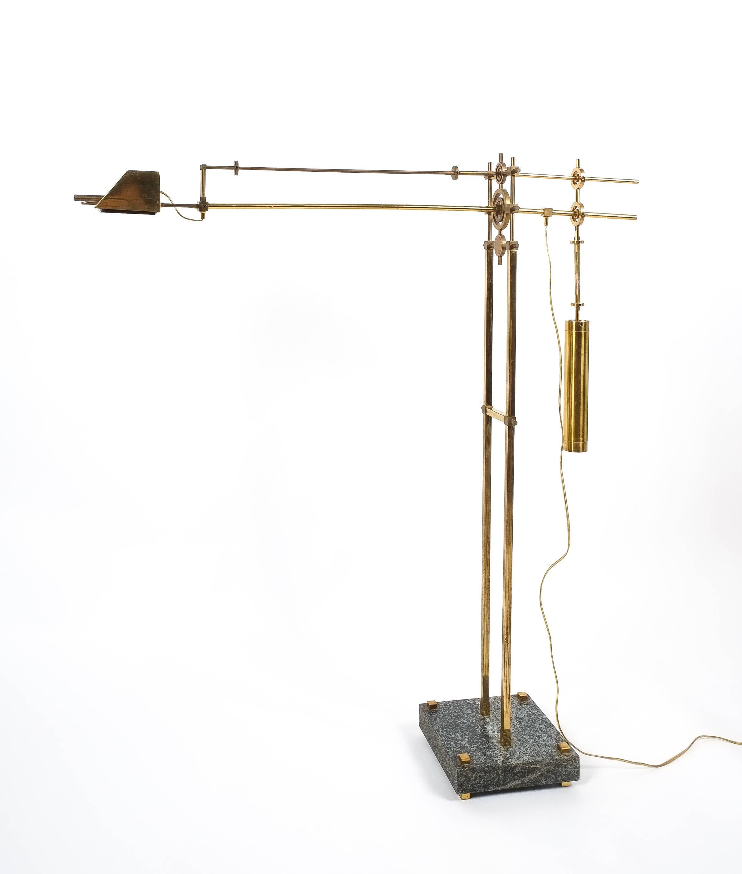 German Nautical Brass Counterweight Floor Lamp, 1950