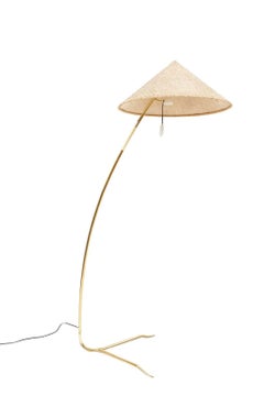 Pair of J.T. Kalmar Sumatra Brass Floor Lamps Lights, Austria, 1950