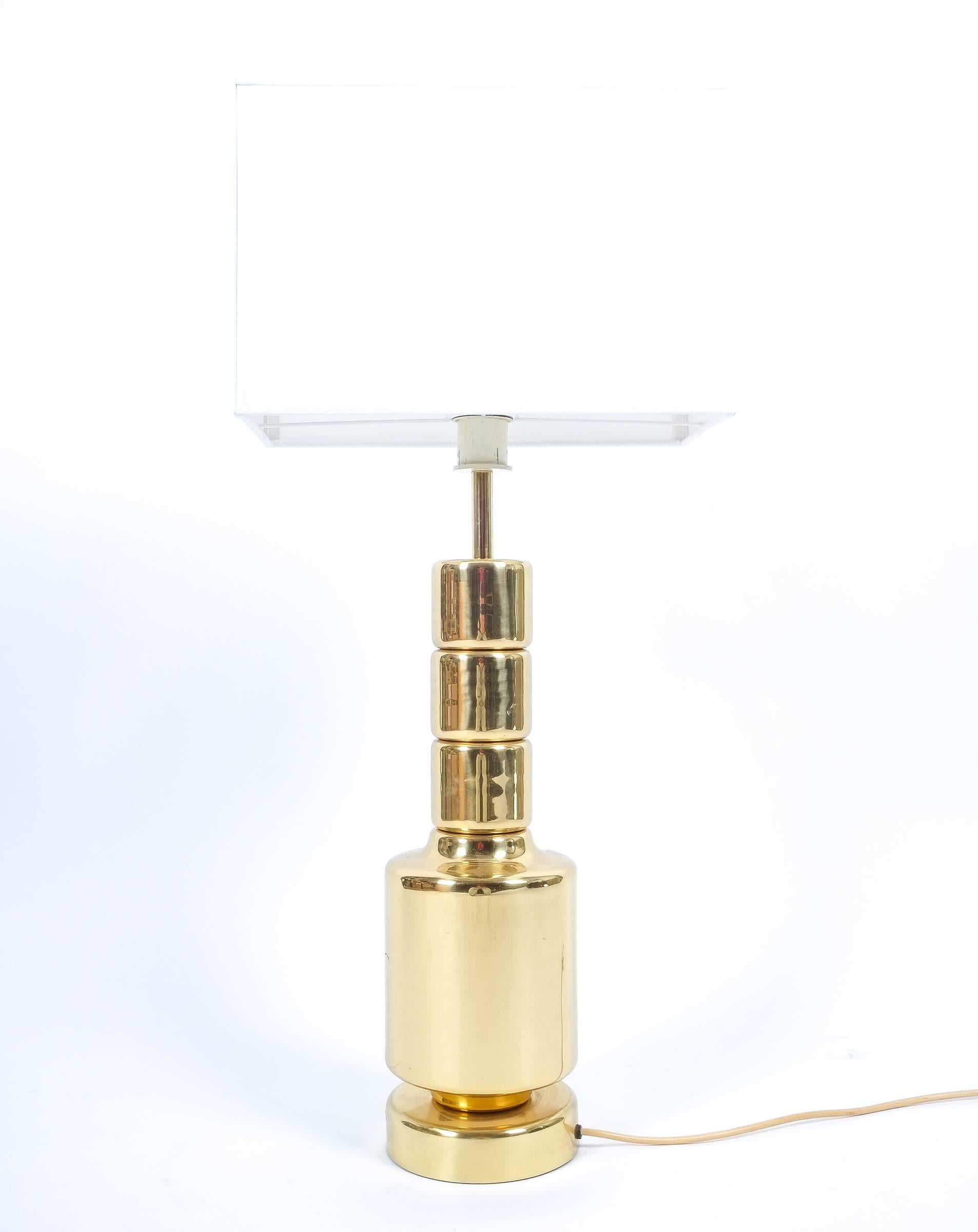 Mid-Century Modern Sculptural Polished Brass Table Lamp Germany, 1970 For Sale